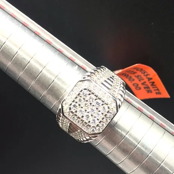 925 Sterling Silver 2.50CT MOISSANITE Men's Ring size 10 or 11 - Picture 7 of 15
